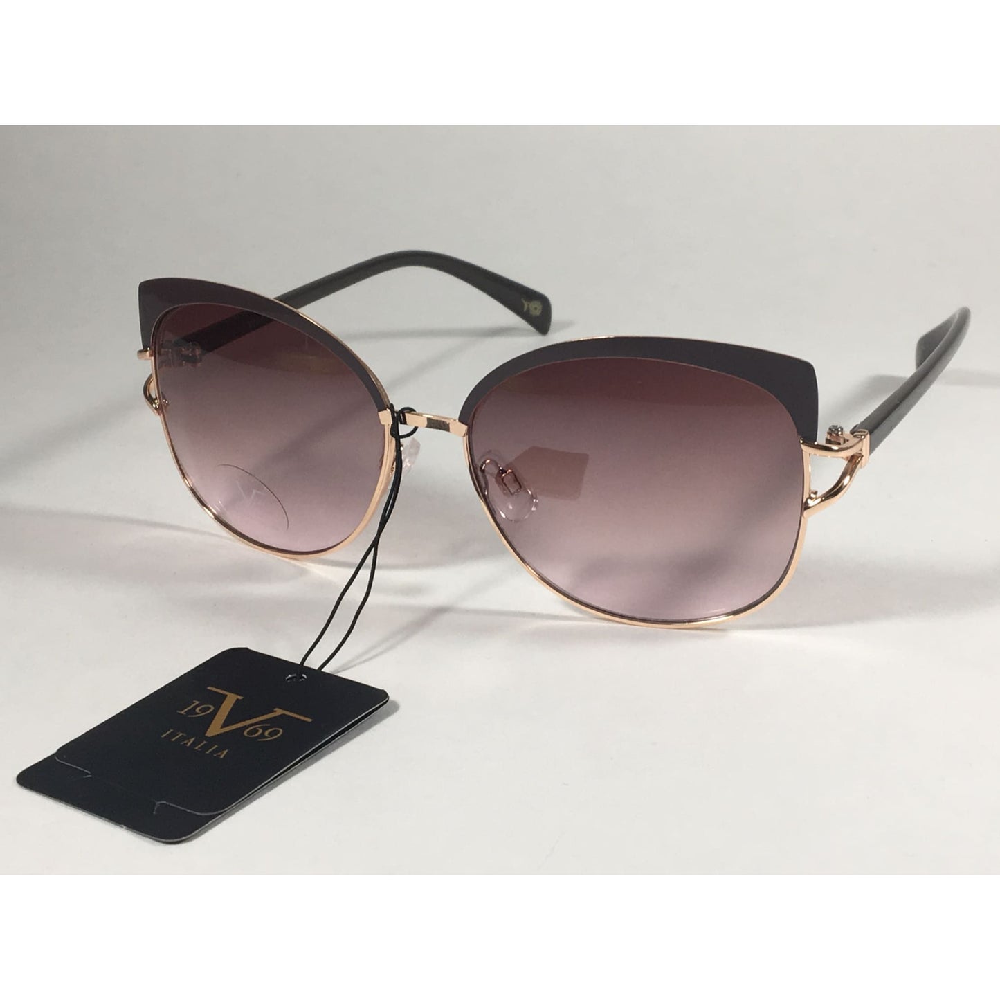 Versace 19V69 Italia Arianna Butterfly Sunglasses Brown With Rose Gold Metal With Brown Rose Lens - Sunglasses