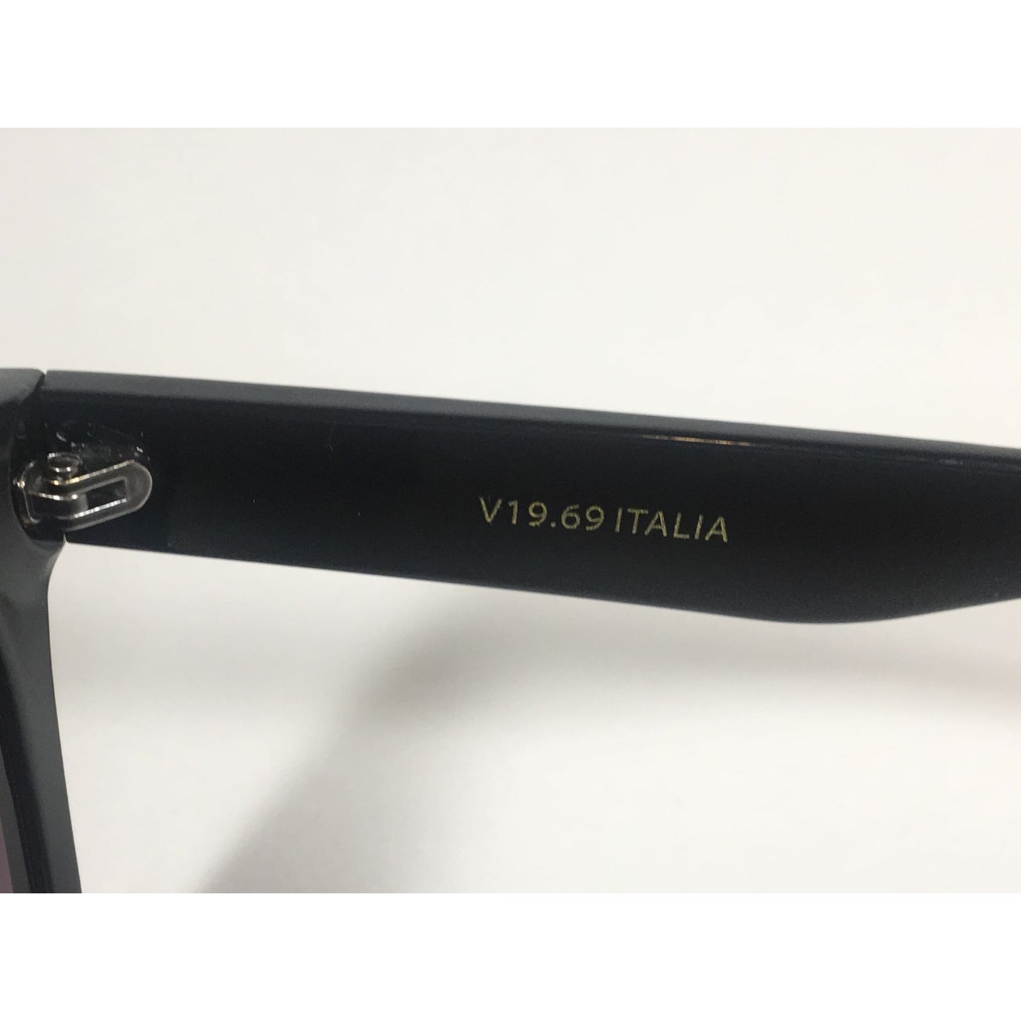 Versace 19V69 Italia BK ENZA Square Sunglasses Black Gold Trim Gray Smoke Lens - Sunglasses