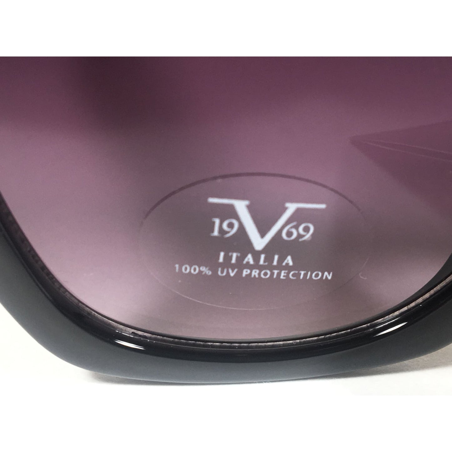 Versace 19V69 Italia BK ENZA Square Sunglasses Black Gold Trim Gray Smoke Lens - Sunglasses