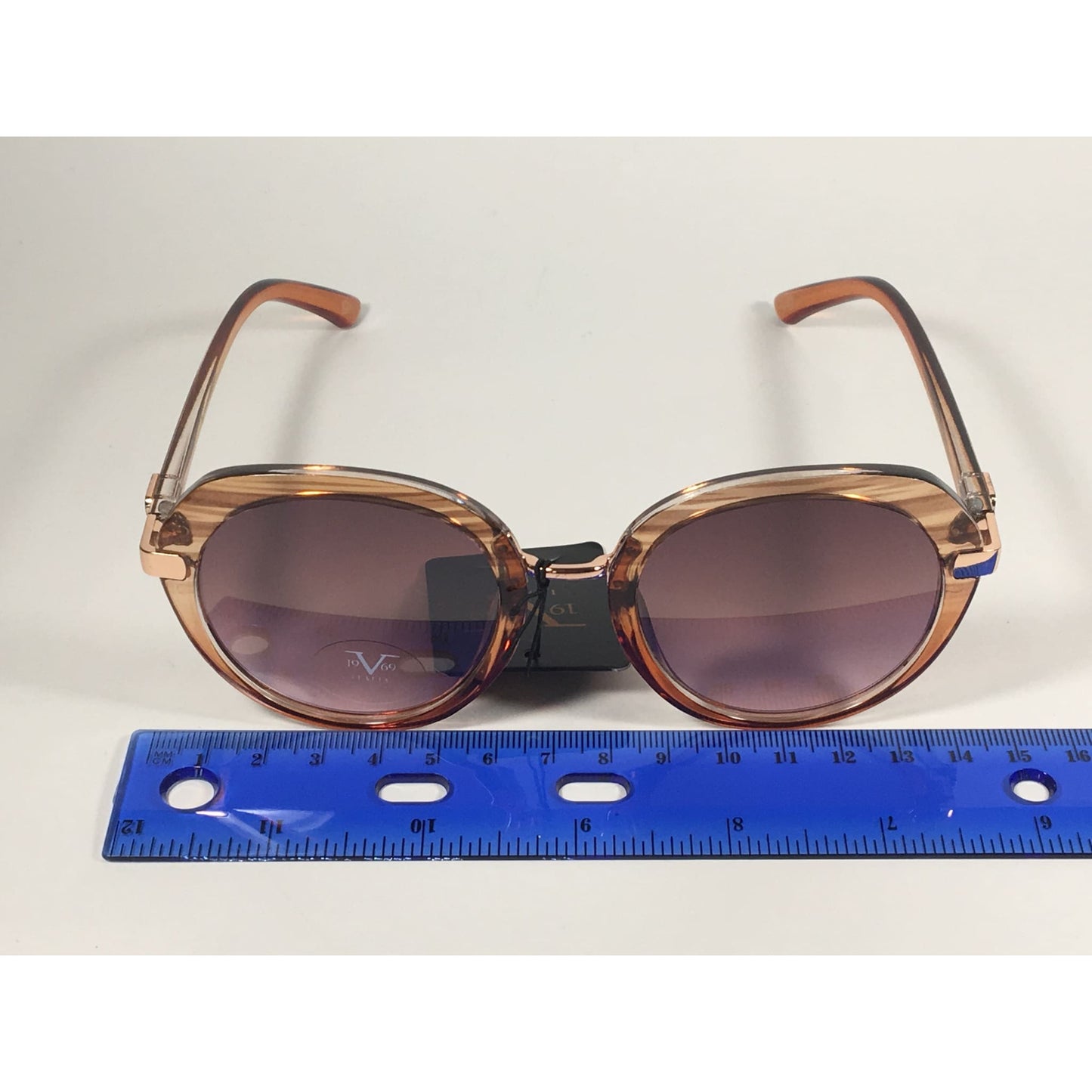 Versace 19V69 Italia CHPTR MATILDA Round Sunglasses Brown Wood Clear Brown Gradient Lens - Sunglasses