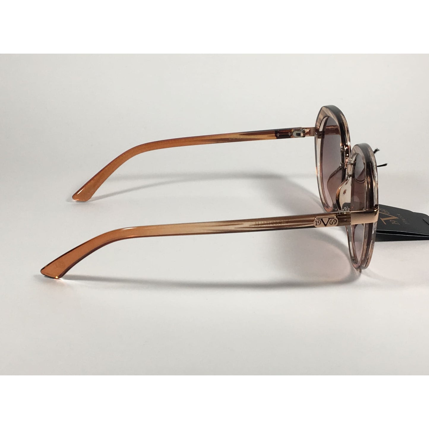 Versace 19V69 Italia CHPTR MATILDA Round Sunglasses Brown Wood Clear Brown Gradient Lens - Sunglasses