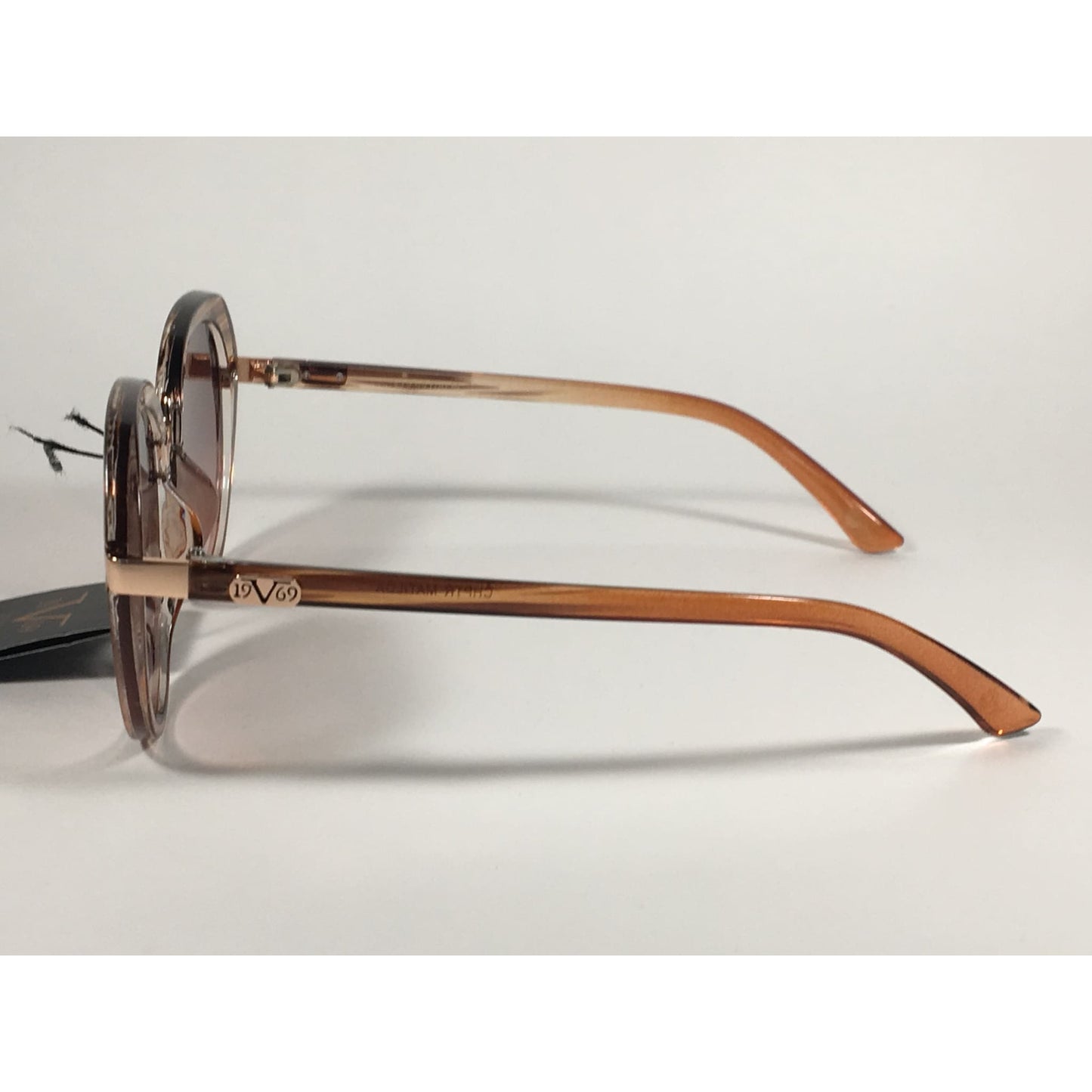 Versace 19V69 Italia CHPTR MATILDA Round Sunglasses Brown Wood Clear Brown Gradient Lens - Sunglasses