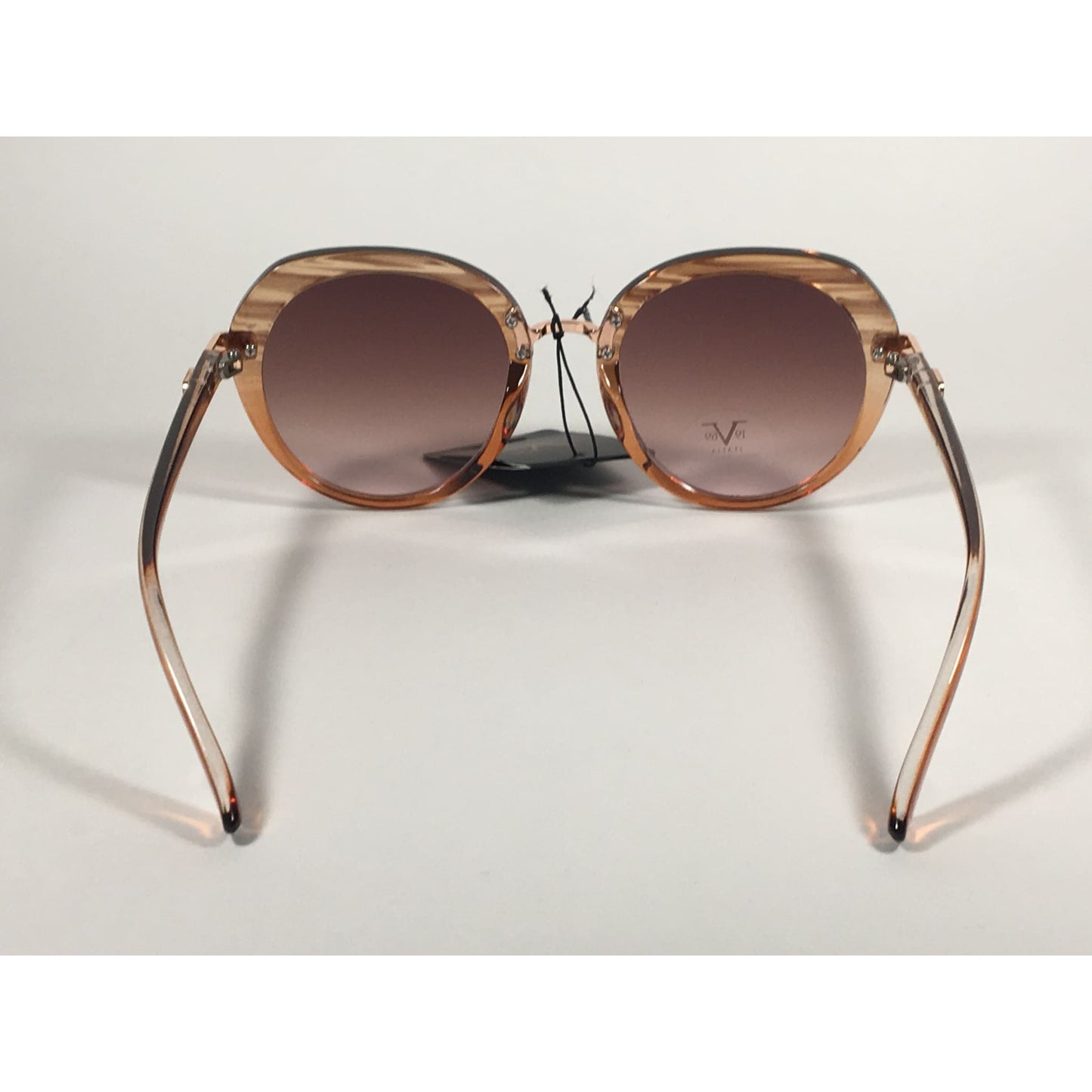Versace 19V69 Italia CHPTR MATILDA Round Sunglasses Brown Wood Clear Brown Gradient Lens - Sunglasses