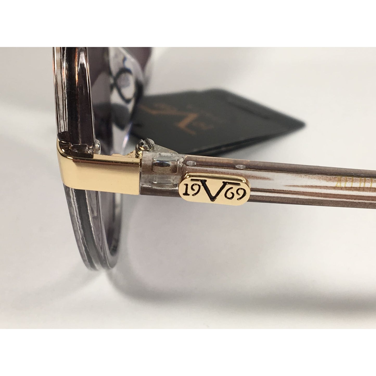 Versace 19V69 Italia Matilda Round Sunglasses Gray Brown Clear Plastic Frame Smoke Gradient Lens - Sunglasses