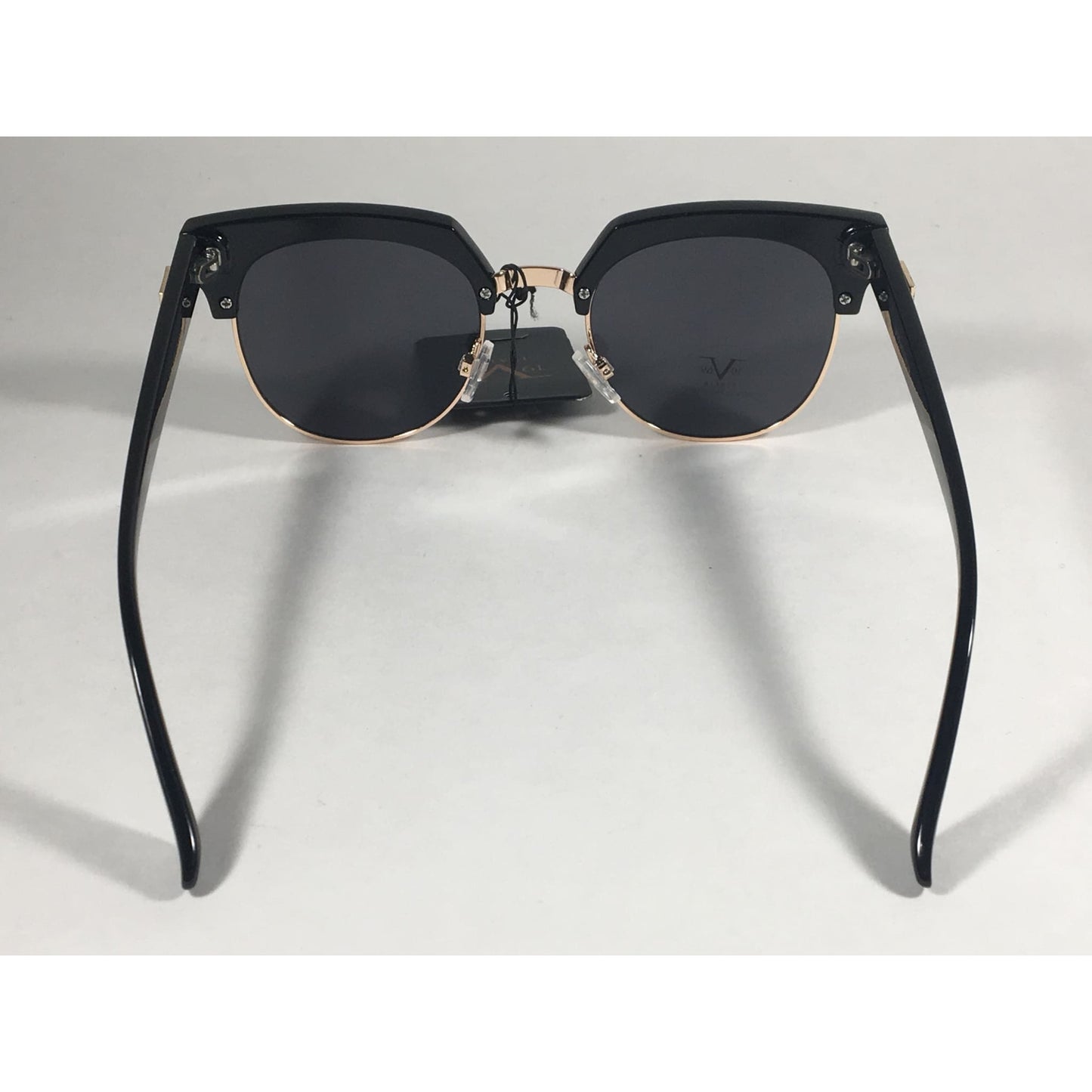 Versace 19V69 Italia Valentina Club Sunglasses Black Gold Horn Rim With Gray Lens - Sunglasses