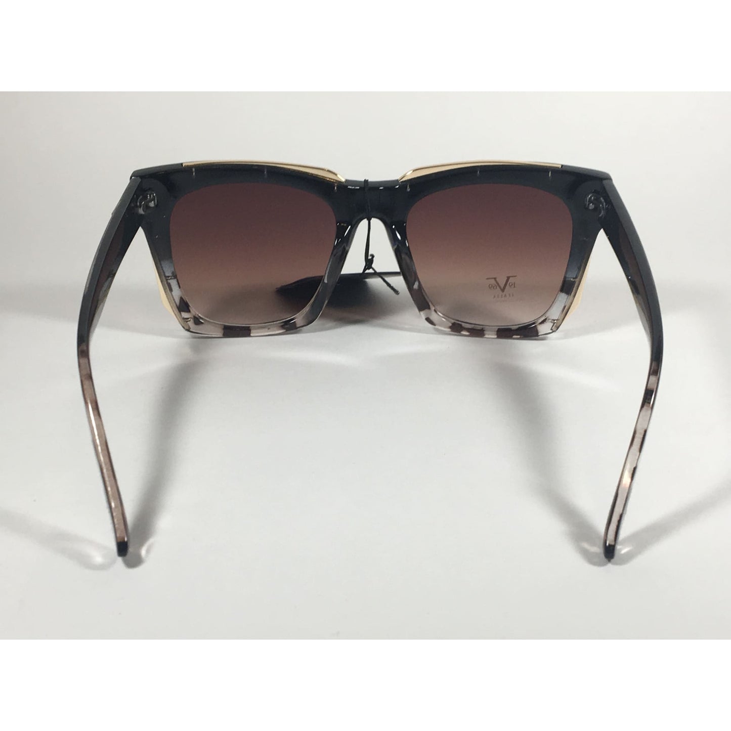 Versace 19V69 Italia Vittoria Large Square Sunglasses Black Tortoise Brown Gradient Lens - Sunglasses