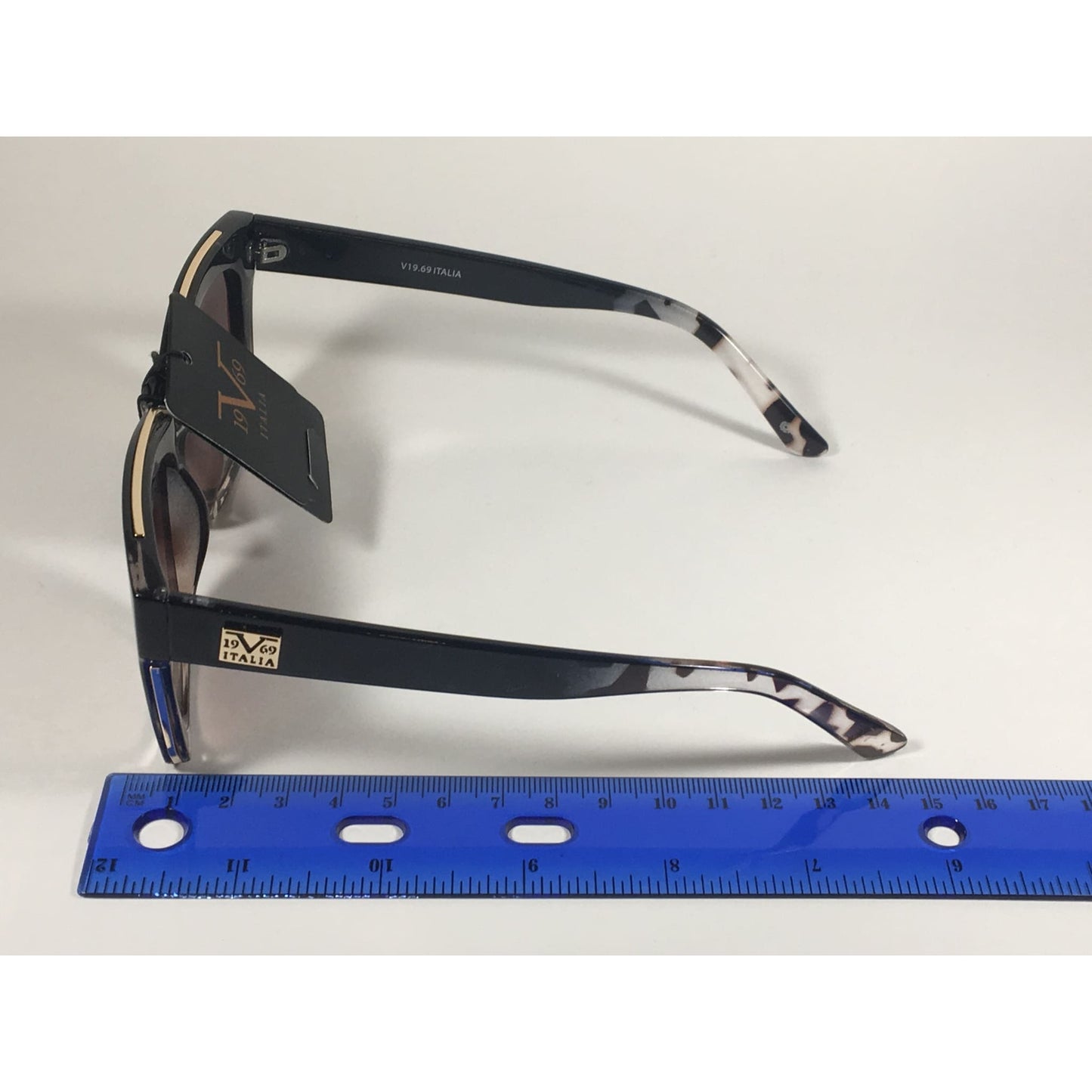 Versace 19V69 Italia Vittoria Large Square Sunglasses Black Tortoise Brown Gradient Lens - Sunglasses