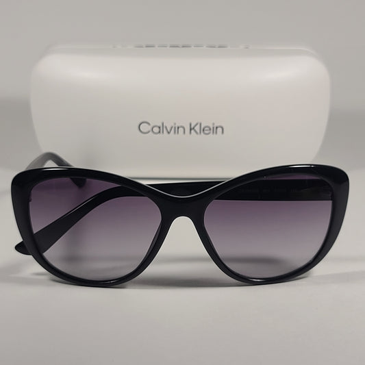 Calvin Klein Cat Eye Sunglasses CK19560S 001 Black Gloss Frame Gray Gradient Lens
