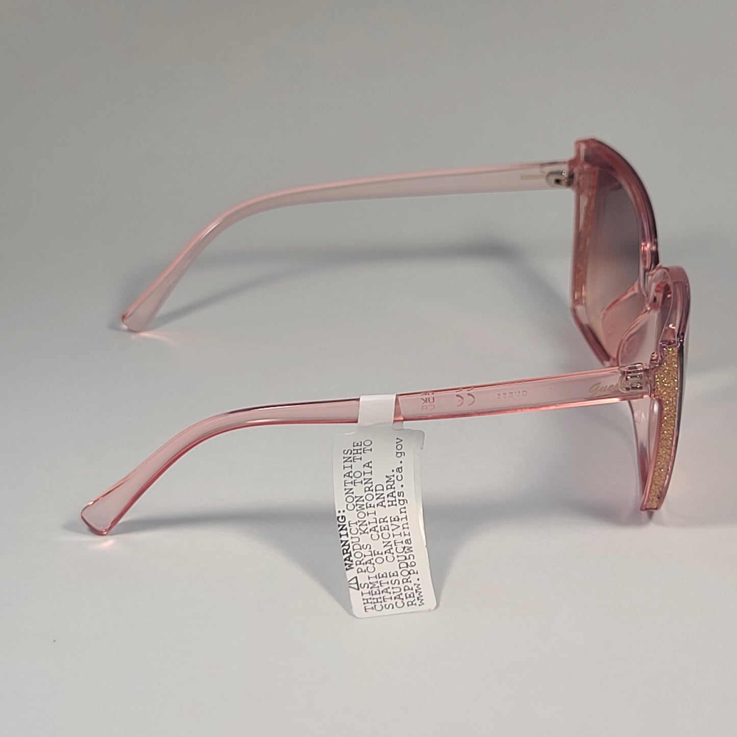 Guess GF0412 72F Oversized Butterfly Sunglasses Pink Crystal / Brown Gradient - Sunglasses