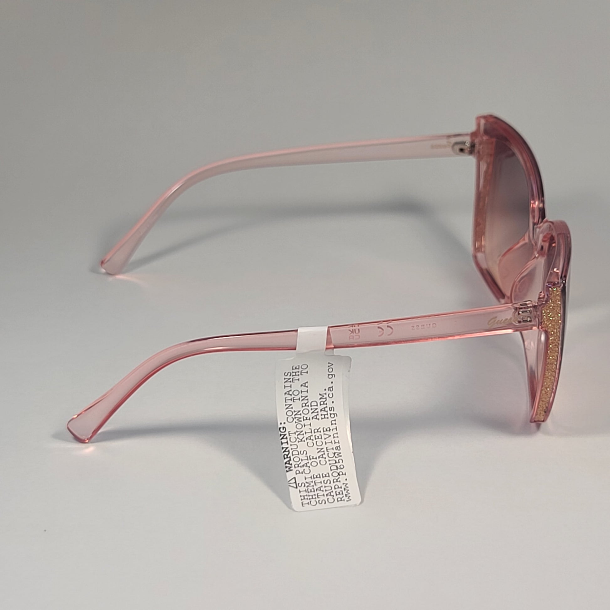 Guess GF0412 72F Oversized Butterfly Sunglasses Pink Crystal / Brown Gradient - Sunglasses