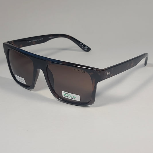 Tommy Hilfiger Gunner Rectangular Sunglasses Brown Tortoise Frame Brown Lens GUNNER MP OM618 - Sunglasses
