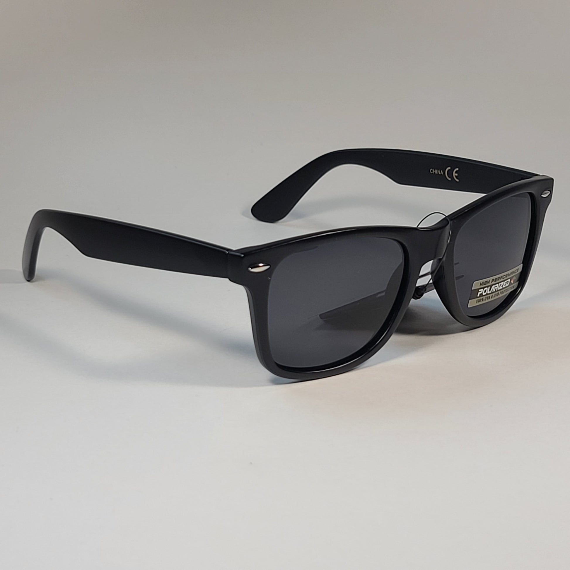 Mens Sunglasses Polarized WF Matte Black Plastic Square Style Retro Generic New