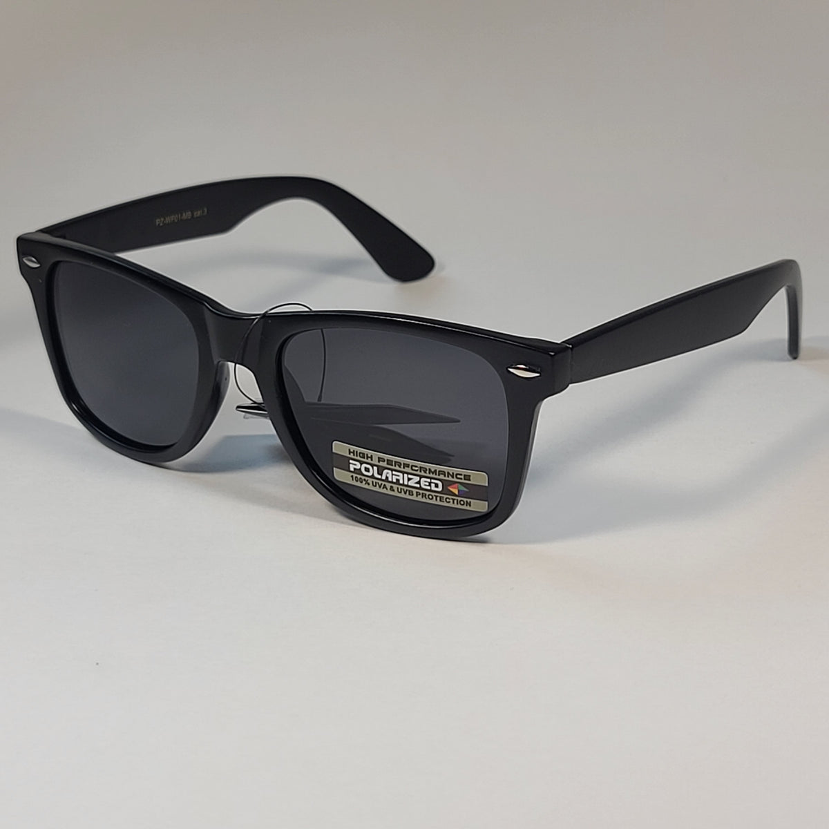 Square Retro Polarized Sunglasses with Plastic Frame Mens Sunglasses Polarized WF Matte Black Plastic Square  main image 2