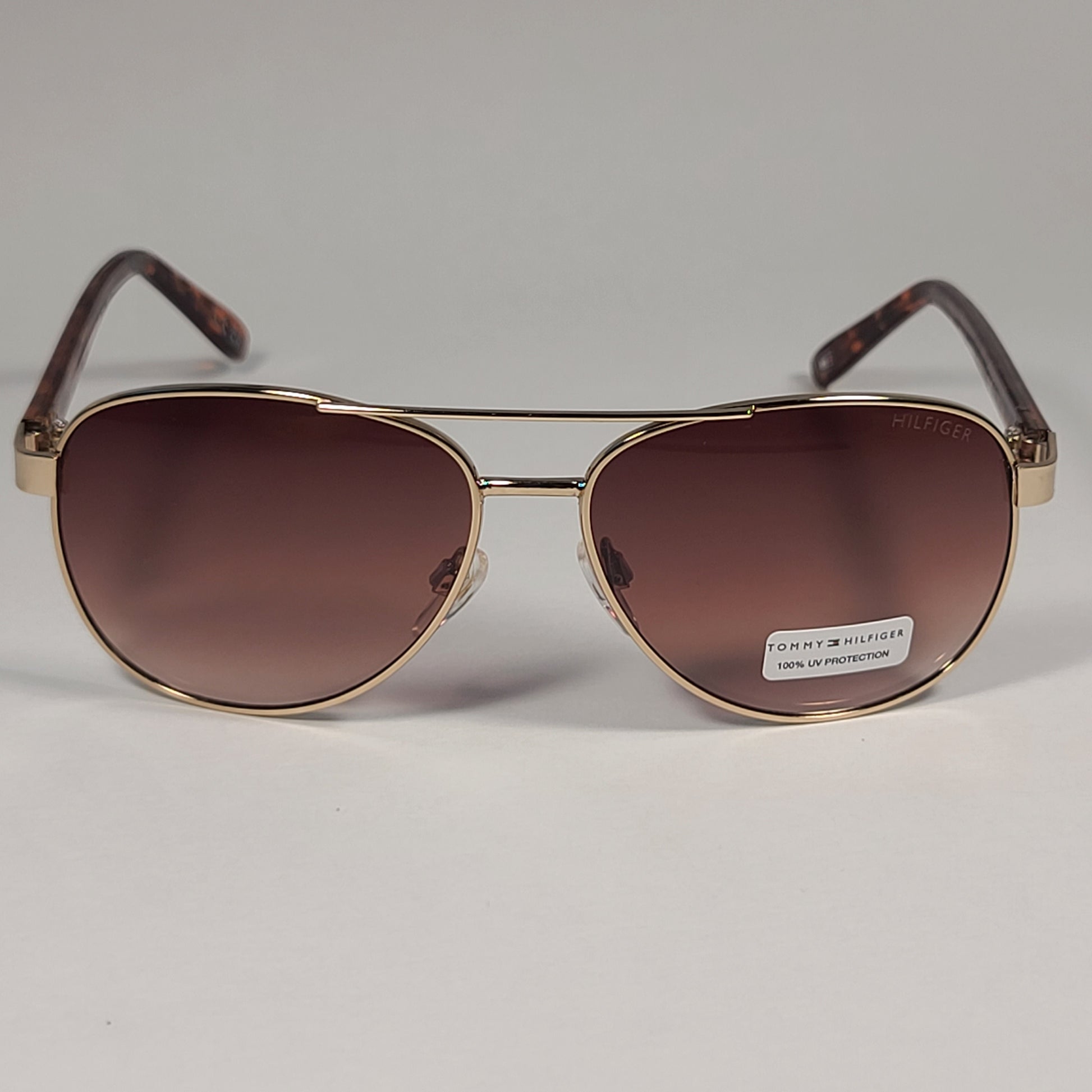 Tommy Hilfiger ’Moana’ WM OL553 Pilot Sunglasses Gold Brown Tortoise Frame Brown Gradient Lens - Sunglasses
