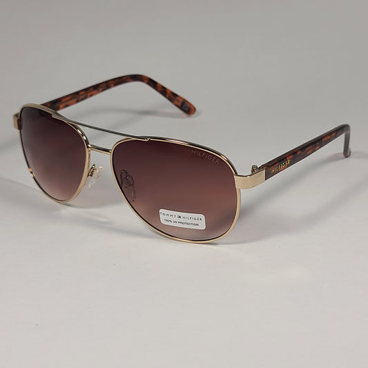 Tommy Hilfiger ’Moana’ WM OL553 Pilot Sunglasses Gold Brown Tortoise Frame Brown Gradient Lens - Sunglasses