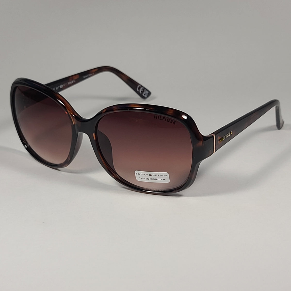 Tommy Hilfiger Oversized Hexagonal Brown Designer Sunglasses Tommy Hilfiger Willa Oversize Oval Sunglasses Brown Tortoise  main image 4