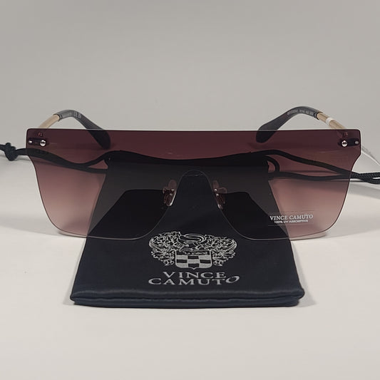 Vince Camuto VC1119 GLD Rimless Shield Sunglasses Gold Brown Frame Brown Gradient Lens - Sunglasses