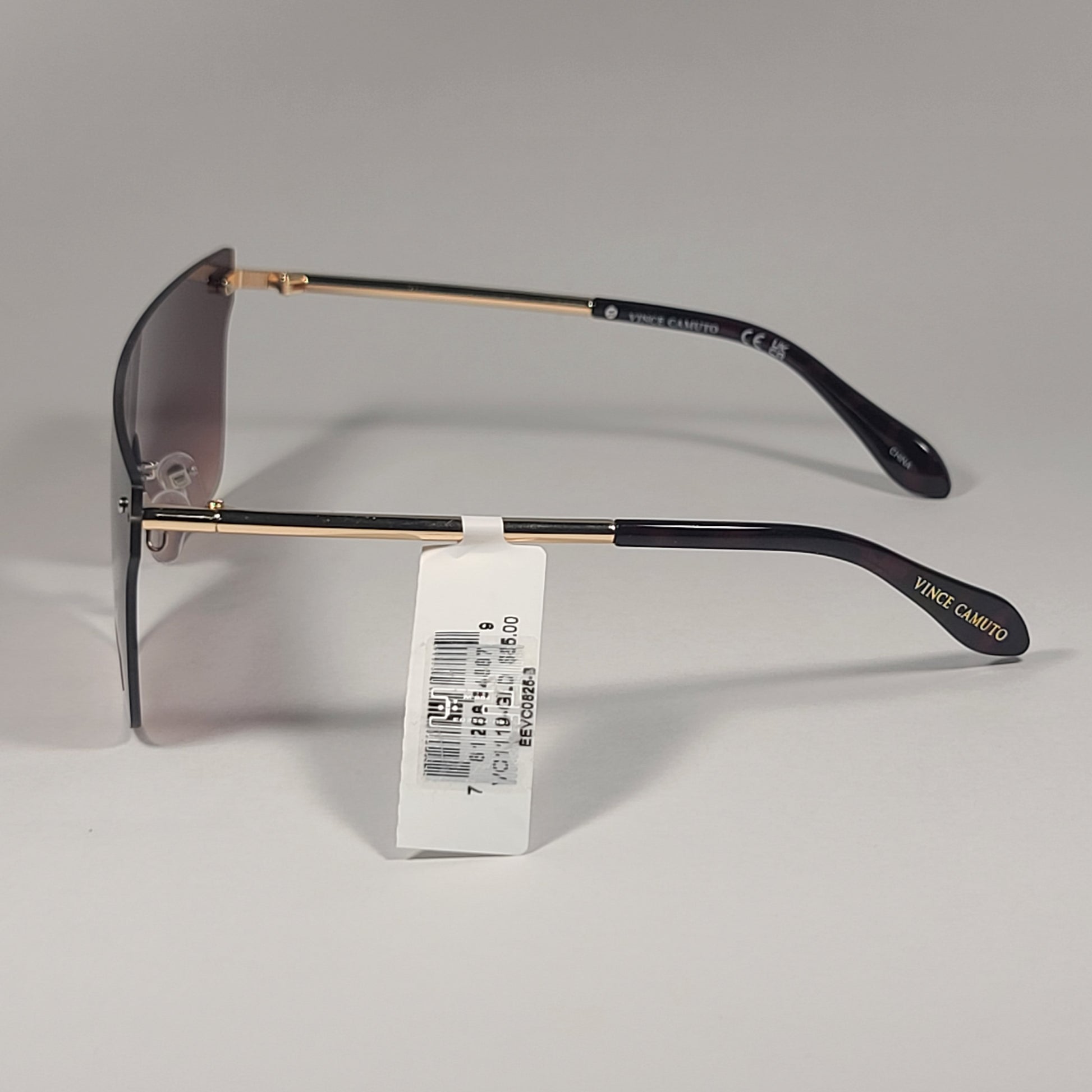 Vince Camuto VC1119 GLD Rimless Shield Sunglasses Gold Brown Frame Brown Gradient Lens - Sunglasses