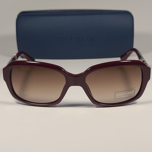 Cole Haan CH7004 604 BURGUNDY Rectangle Sunglasses Burgundy Frame Brown Gradient Lens - Sunglasses