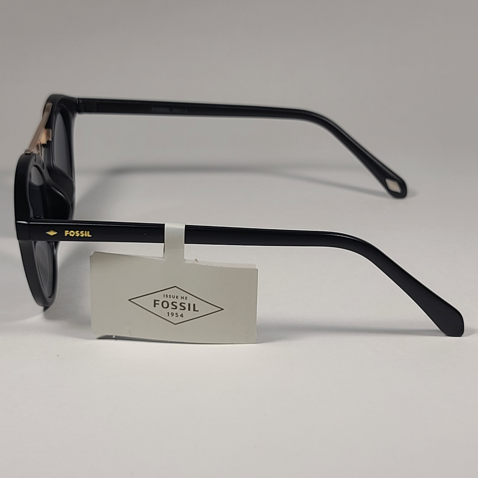 Fossil Round Brow Bar FW193 Women’s Sunglasses Matte Black Gold Frame Gray Lens - Sunglasses