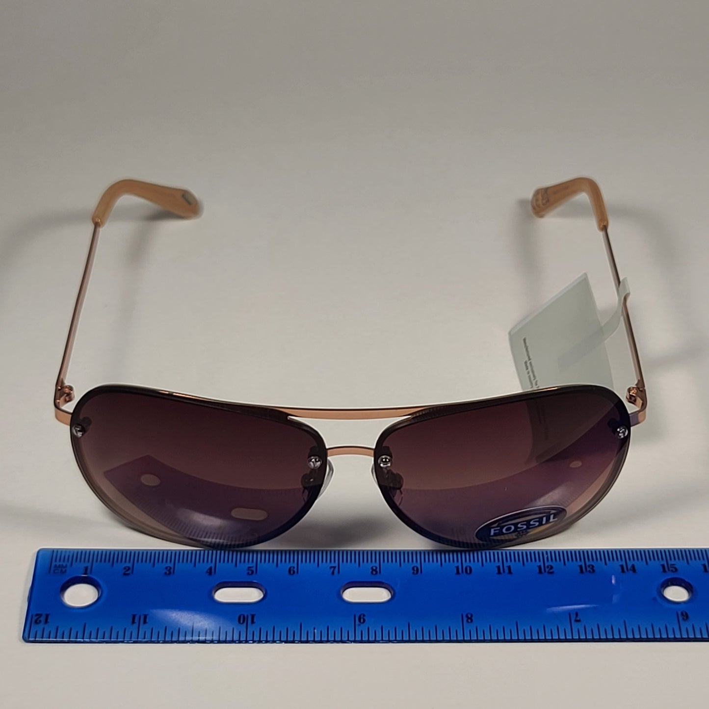 Fossil FW157 Rimless Pilot Sunglasses Rose Gold Frame / Brown Gradient Lens - Sunglasses