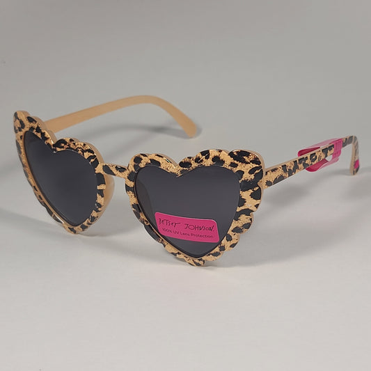 Betsey Johnson Heart Sunglasses BJ977 Animal / Leopard Print Frame Gray Lens - Sunglasses
