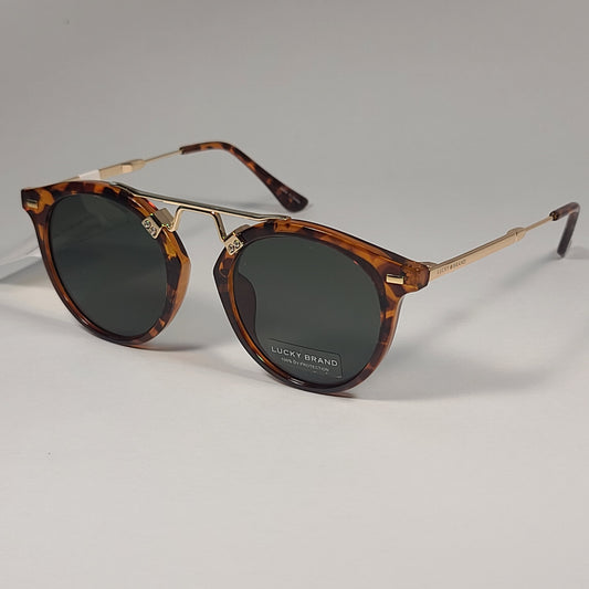 Lucky Brand SLBD102 Round Sunglasses Havana Tortoise Gold Frame / Green Lens - Sunglasses