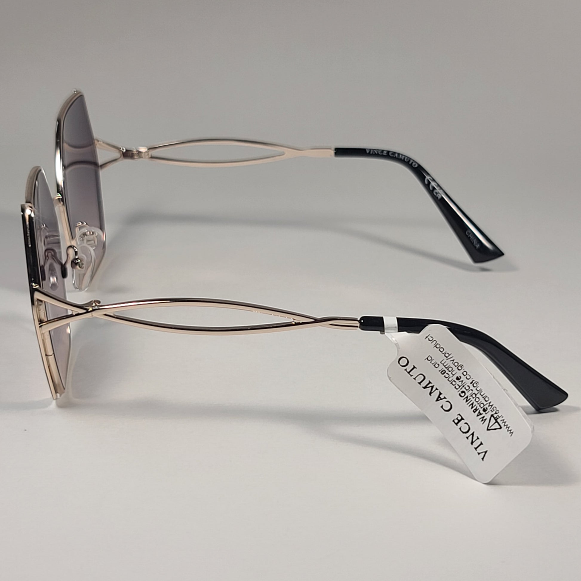 Vince Camuto VC900 GLDOX Oversize Geometric Sunglasses Gold Black Frame Gray Gradient Lens - Sunglasses