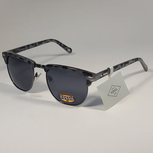 Fossil FW143 Club Sunglasses Gray Tortoise Frame Solid Gray Lens - Sunglasses