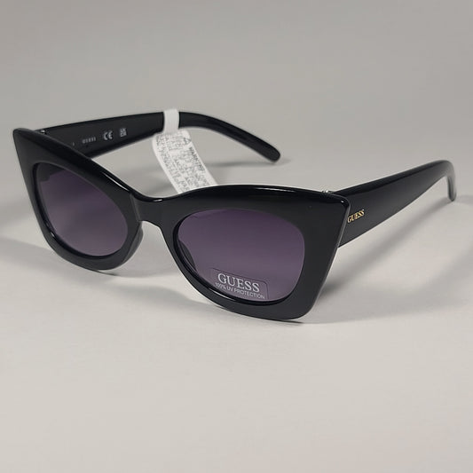 Guess Cat Eye Sunglasses Shiny Black Frame Smoke Gradient Lens GF0346 01B - Sunglasses