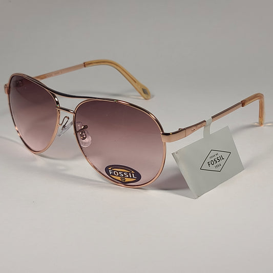 Fossil FW51 Pilot Sunglasses Rose Gold Frame / Pink Brown Gradient Lens - Sunglasses