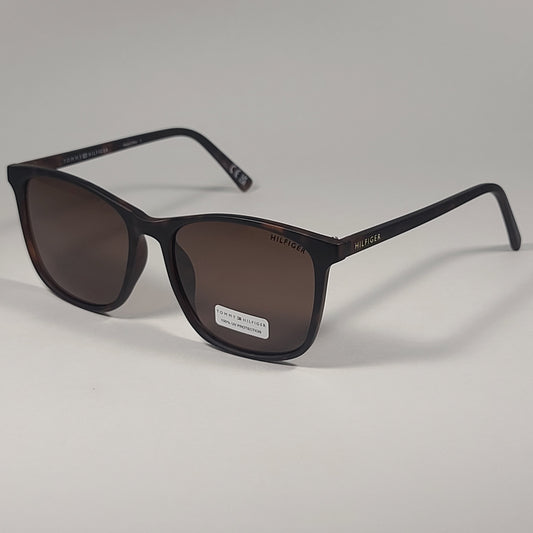 Tommy Hilfiger TIESTO MP OM617 Designer Sunglasses Matte Tortoise Brown Frame Gray Lens