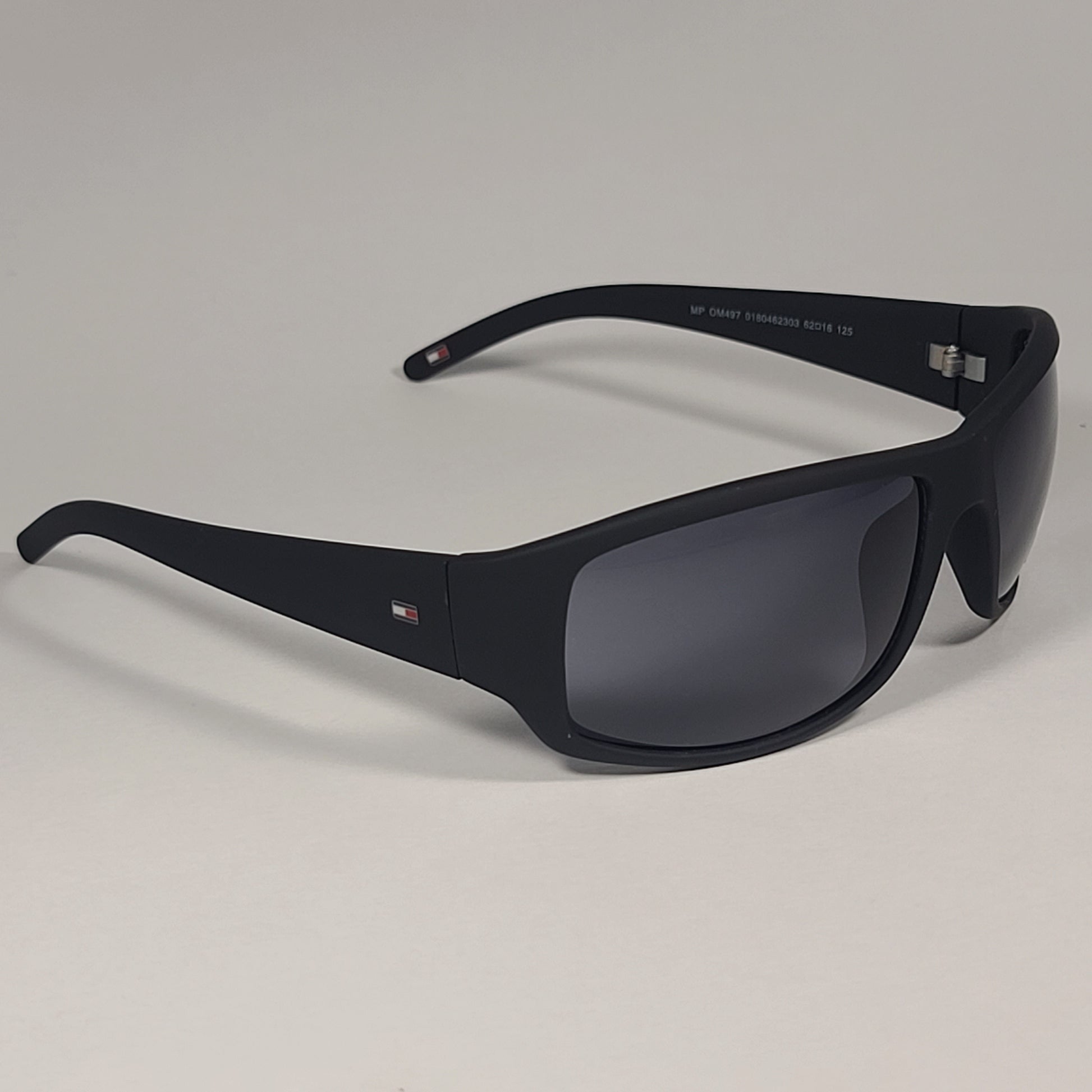 Tommy Hilfiger Bob MP OM497 Rectangular Sunglasses Sport Matte Black Gray Lens - Sunglasses