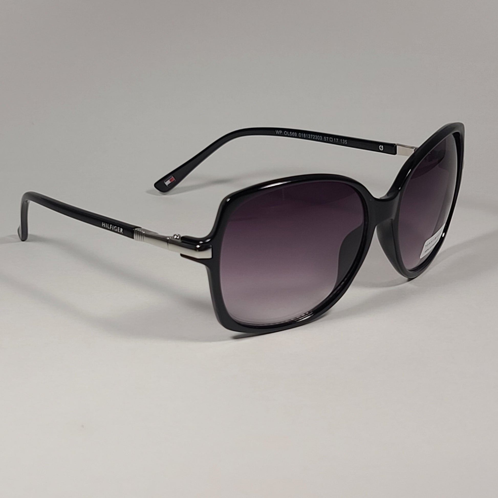 Tommy Hilfiger WP OL569 Oversize Butterfly Sunglasses Shiny Black Smoke Gradient Lens - Sunglasses