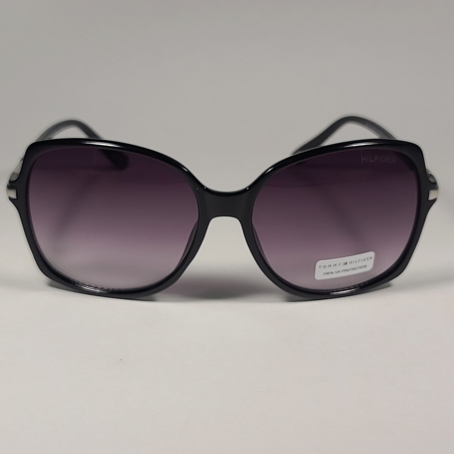 Tommy Hilfiger WP OL569 Oversize Butterfly Sunglasses Shiny Black Smoke Gradient Lens - Sunglasses