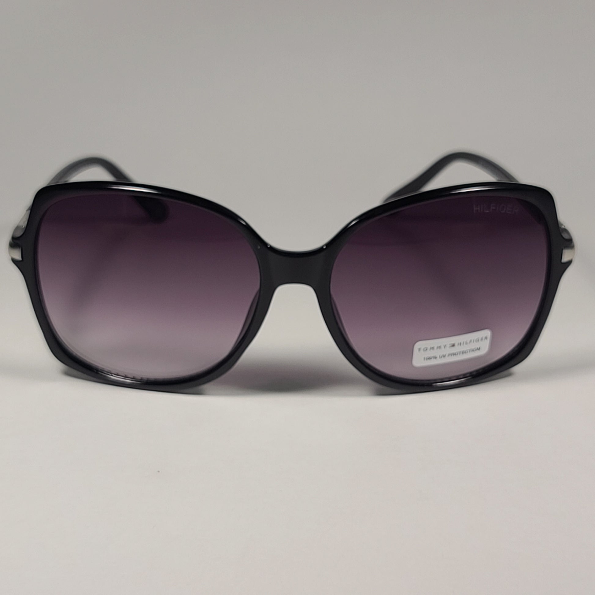 Tommy Hilfiger WP OL569 Oversize Butterfly Sunglasses Shiny Black Smoke Gradient Lens - Sunglasses