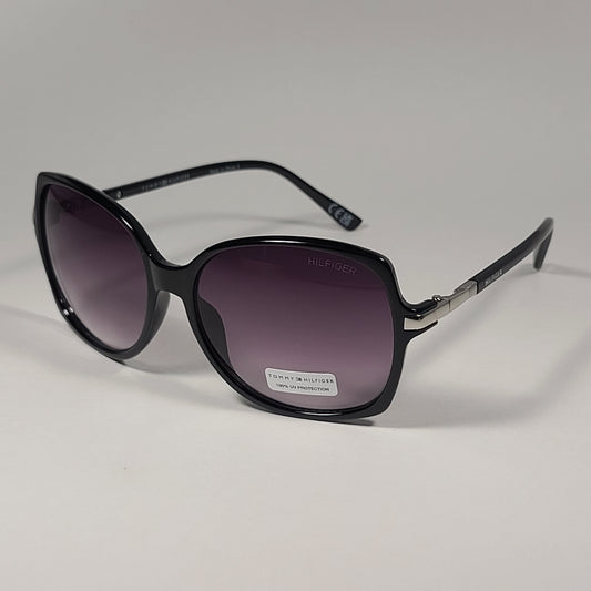 Tommy Hilfiger WP OL569 Oversize Butterfly Sunglasses Shiny Black Smoke Gradient Lens - Sunglasses