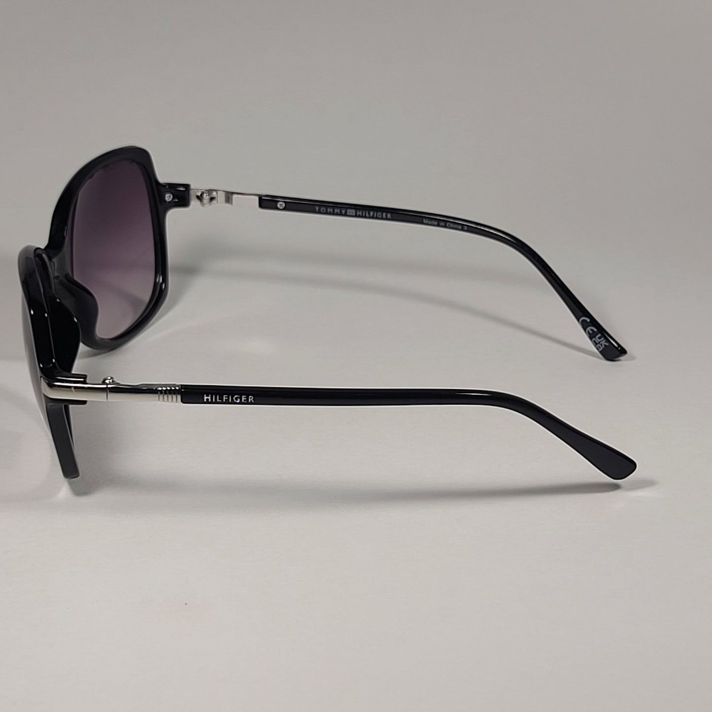 Tommy Hilfiger WP OL569 Oversize Butterfly Sunglasses Shiny Black Smoke Gradient Lens - Sunglasses