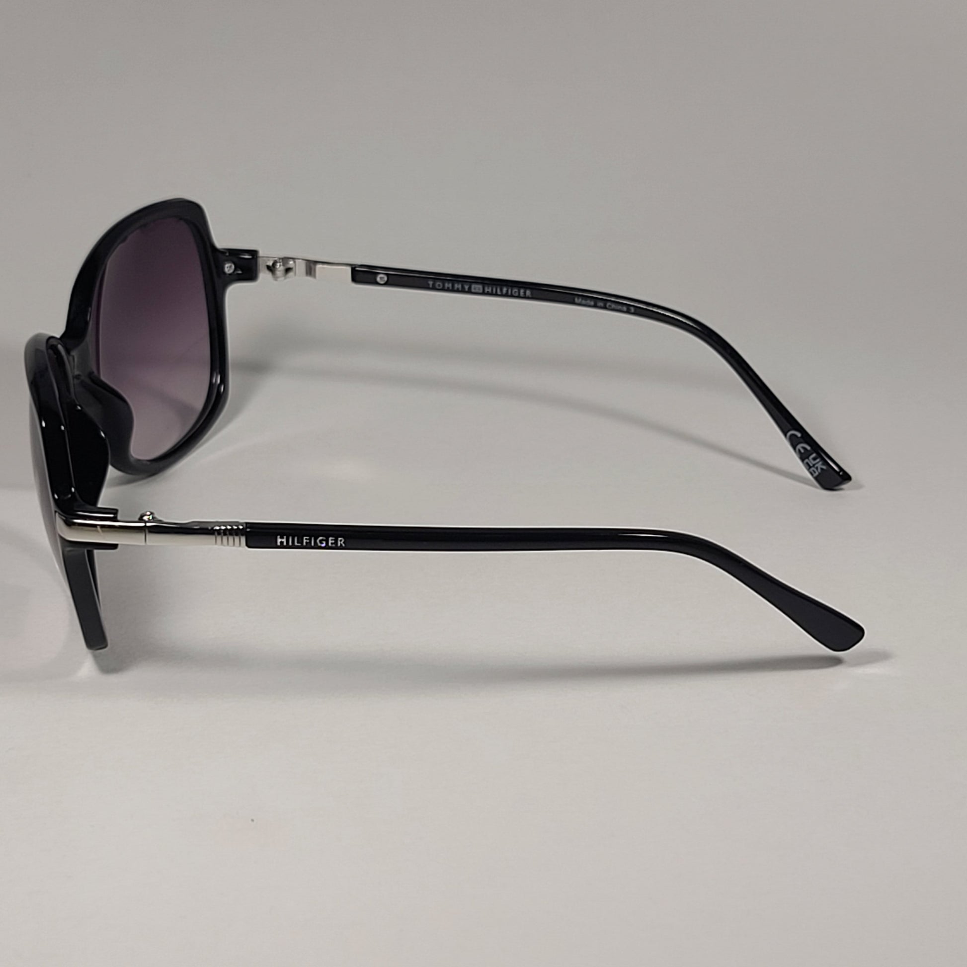 Tommy Hilfiger WP OL569 Oversize Butterfly Sunglasses Shiny Black Smoke Gradient Lens - Sunglasses
