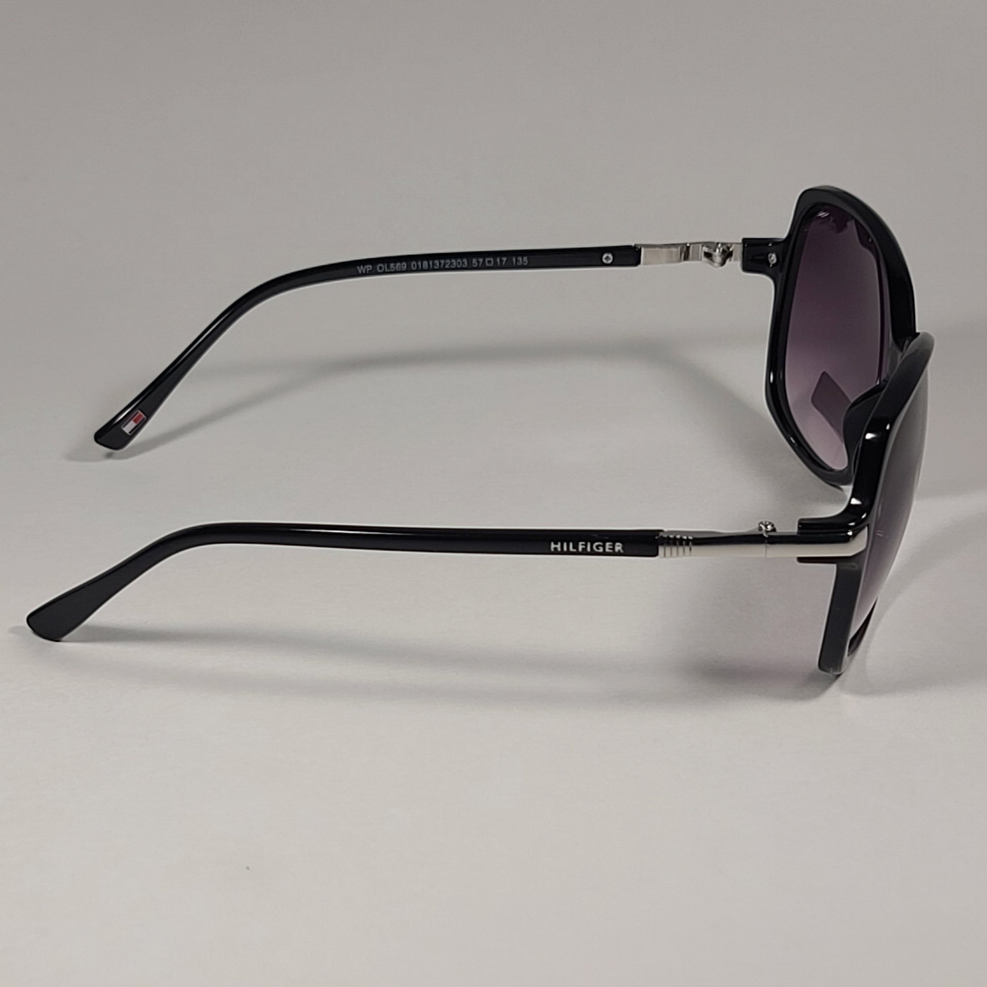 Tommy Hilfiger WP OL569 Oversize Butterfly Sunglasses Shiny Black Smoke Gradient Lens - Sunglasses