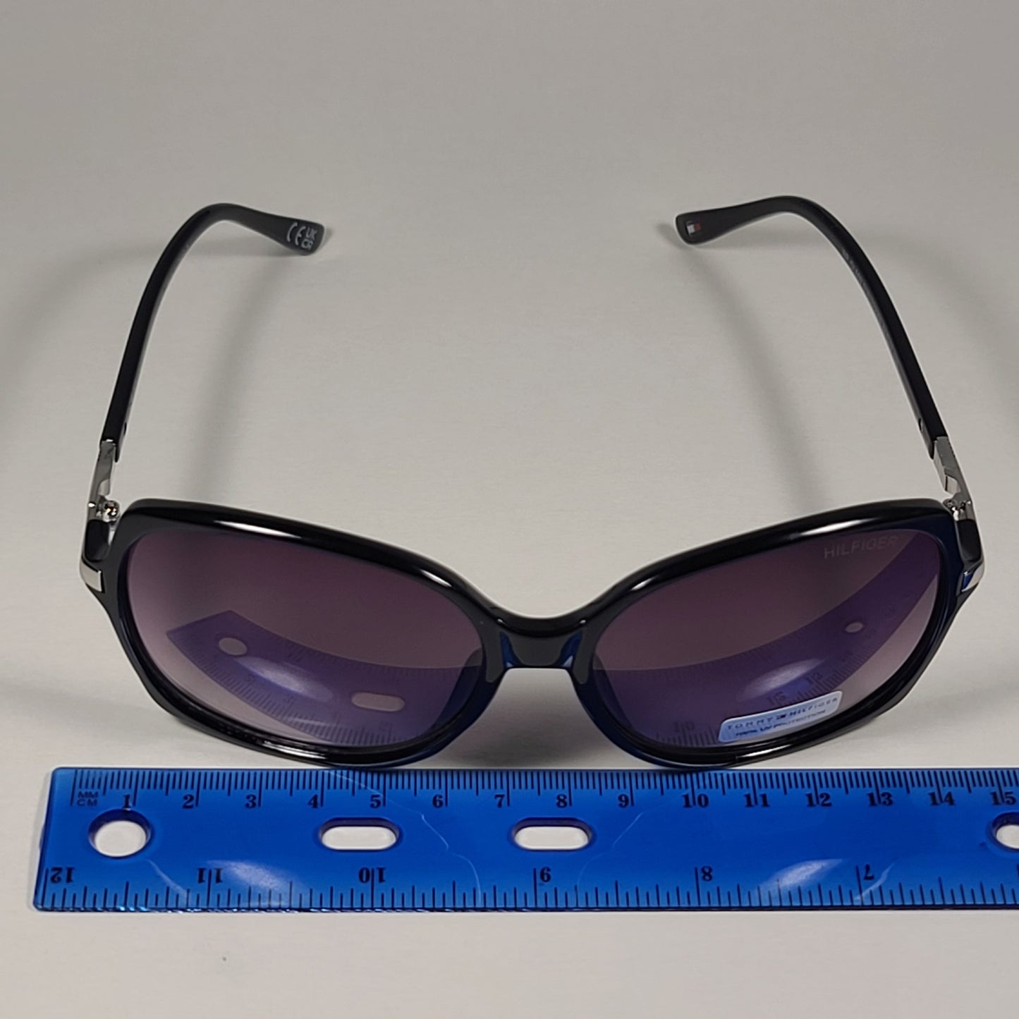 Tommy Hilfiger WP OL569 Oversize Butterfly Sunglasses Shiny Black Smoke Gradient Lens - Sunglasses