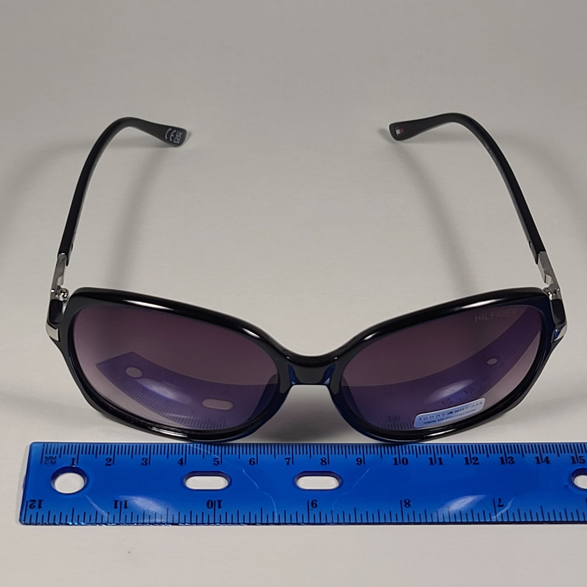 Tommy Hilfiger WP OL569 Oversize Butterfly Sunglasses Shiny Black Smoke Gradient Lens - Sunglasses