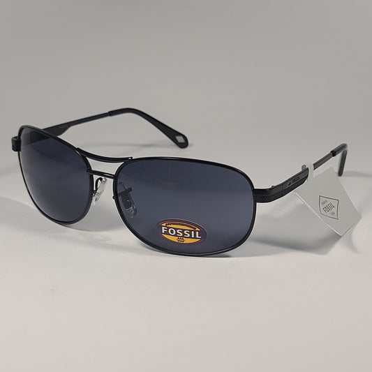 Fossil FM23 Men’s Navigator Sunglasses Black Frame Dark Gray Lens 62mm - Sunglasses