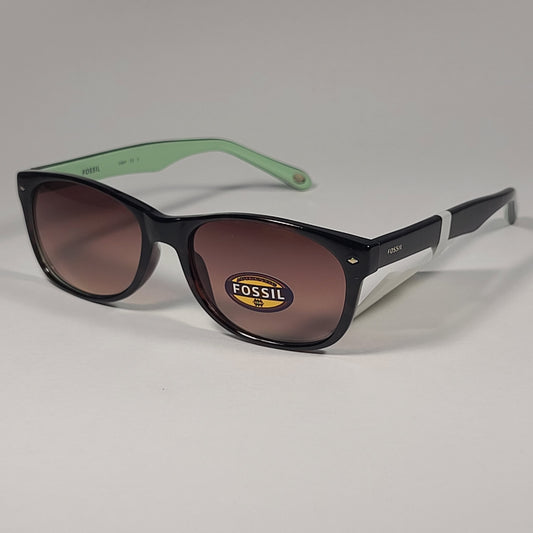 Fossil FW34 Designer Sunglasses Shiny Dark Brown Tortoise Green Interior Brown Lens - Sunglasses