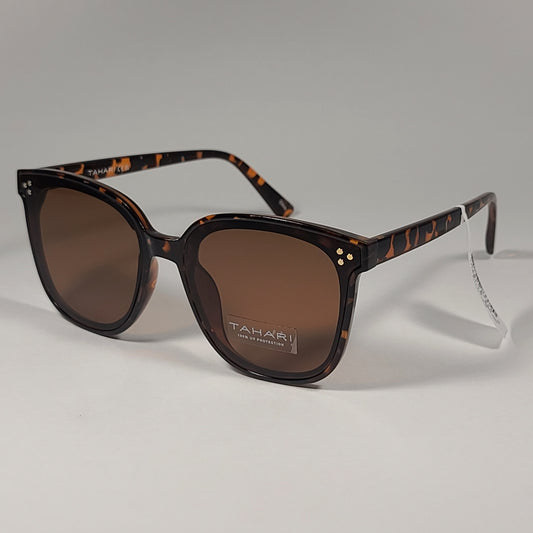 Tahari TH851 TS Oversized Sunglasses Brown Tortoise Frame Brown Tinted Lens - Sunglasses
