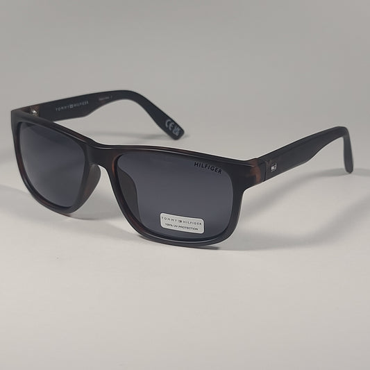Tommy Hilfiger Saint MP OM492 Rectangular Sunglasses Matte Tortoise Gray Lens - Sunglasses