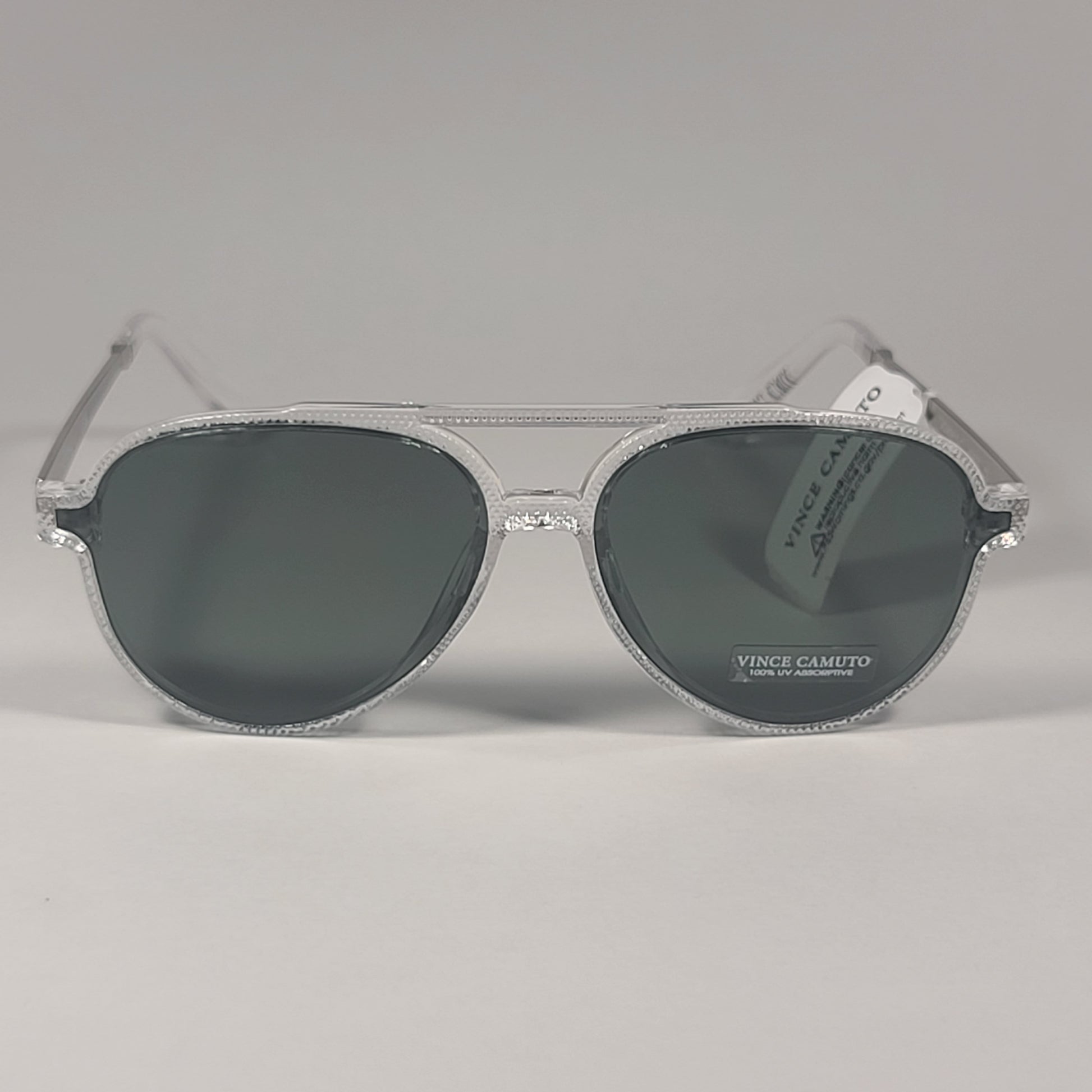 Vince Camuto VM627 CL Aviator Pilot Sunglasses Clear Silver Frame Green Lens - Sunglasses