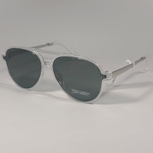 Vince Camuto VM627 CL Aviator Pilot Sunglasses Clear Silver Frame Green Lens - Sunglasses