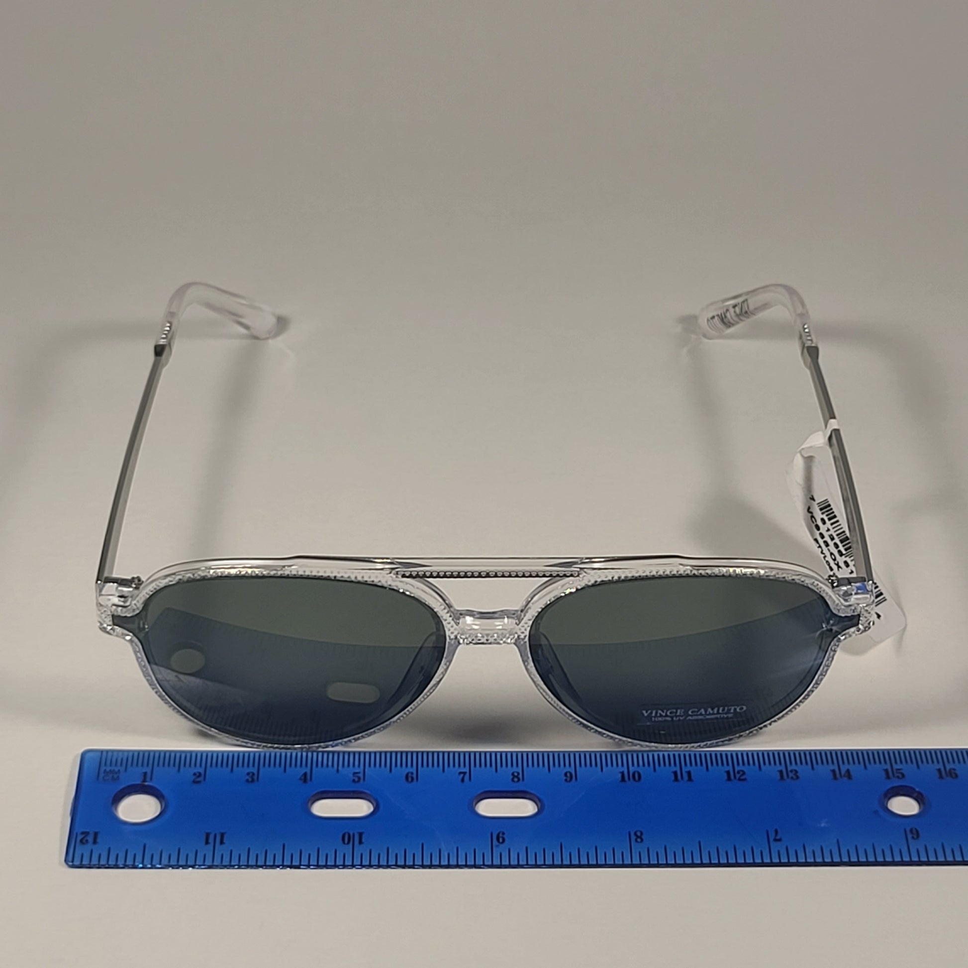 Vince Camuto VM627 CL Aviator Pilot Sunglasses Clear Silver Frame Green Lens - Sunglasses