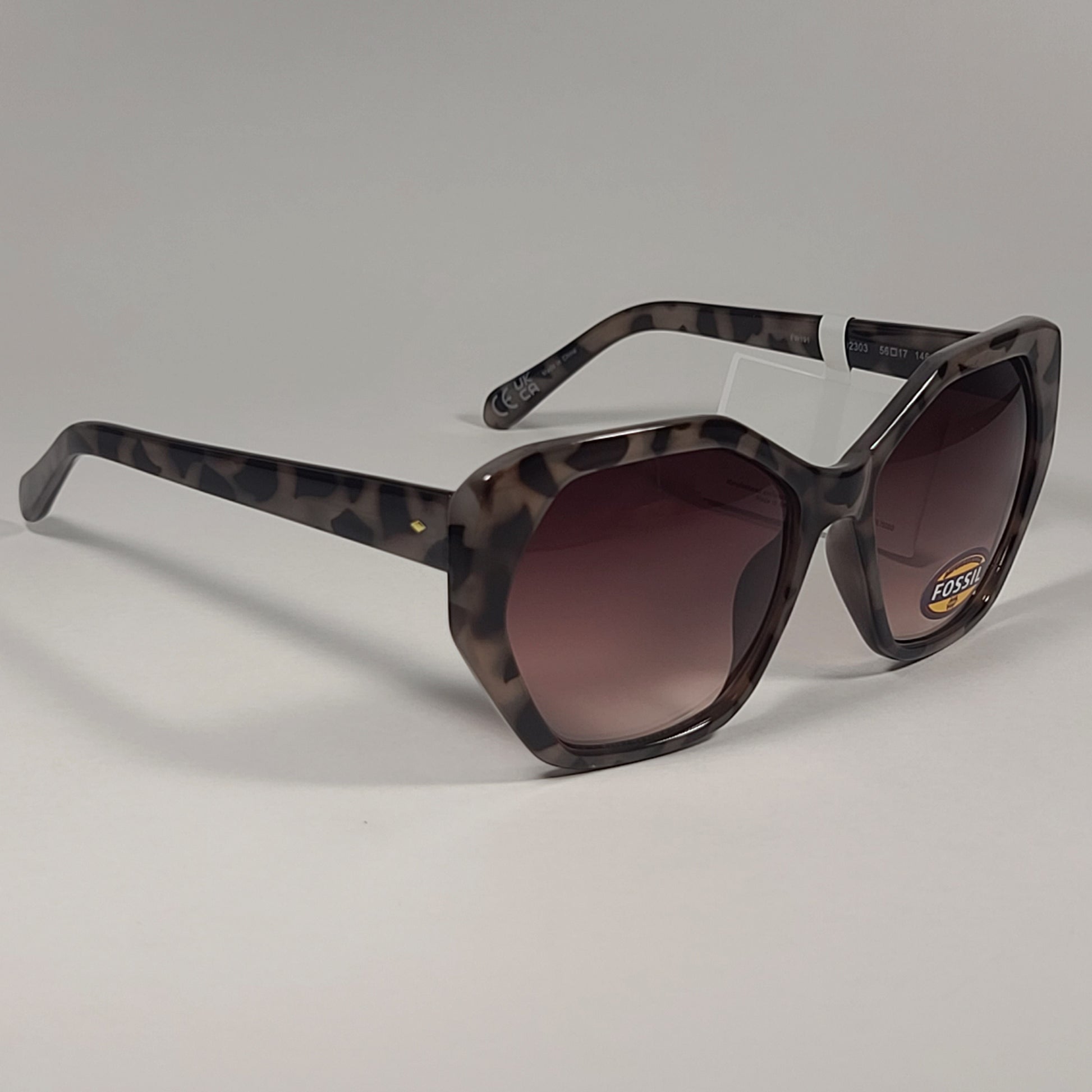 Fossil FW191 Geometric Sunglasses Light Tortoise Frame / Brown Gradient Lens - Sunglasses